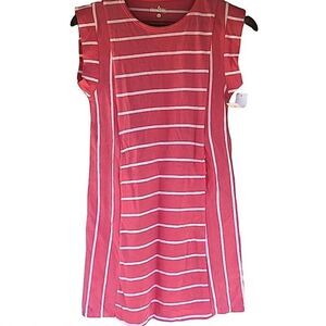 Curfew girls striped pink coral cotton dress L